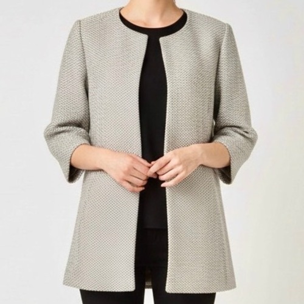 Mercer & Madison 3/4 Sleeve Open Front Textured Blazer Jacket size Large